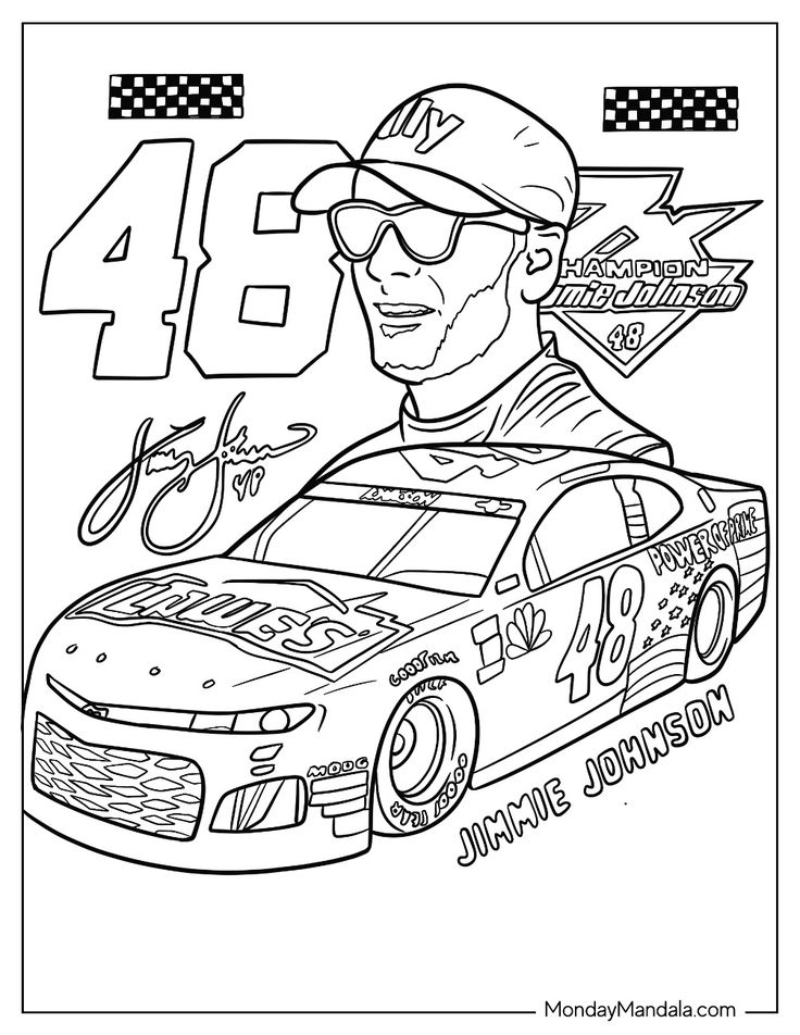 Download Free NASCAR Coloring Pages Printable for Kids & Adults