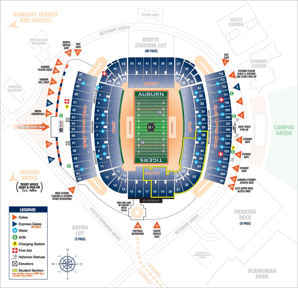 Auburn University Football Stadium Map: Explore Jordan-Hare Seating & Sections