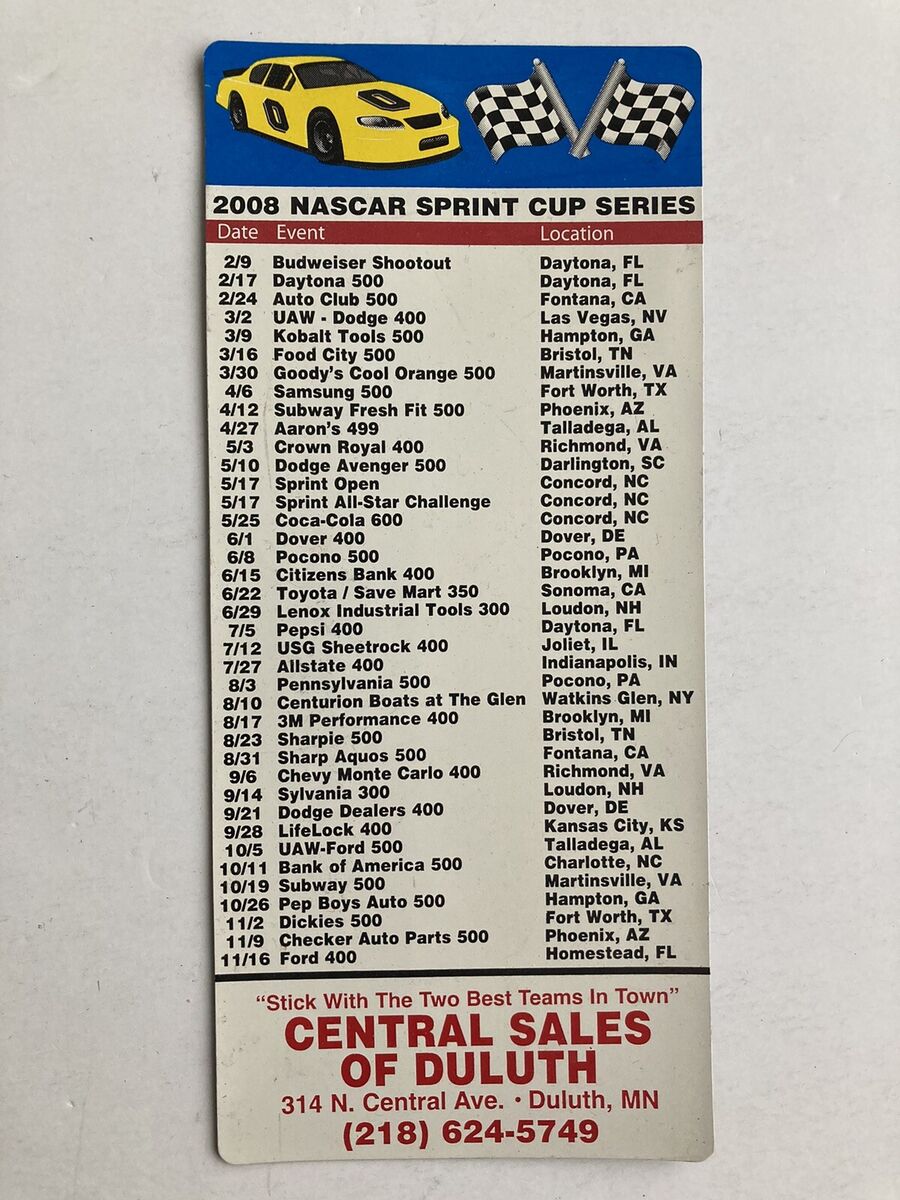 Complete 2008 NASCAR Sprint Cup Schedule: Race Dates and Locations