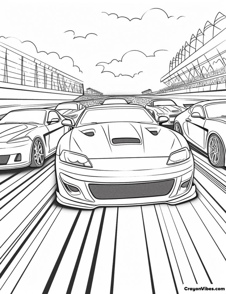Download Free NASCAR Coloring Pages Printable for Kids & Adults