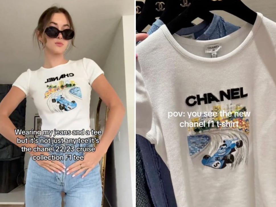 Chanel Formula 1 Shirt: Exclusive Cruise 2023 Collection Featuring Beaded Design