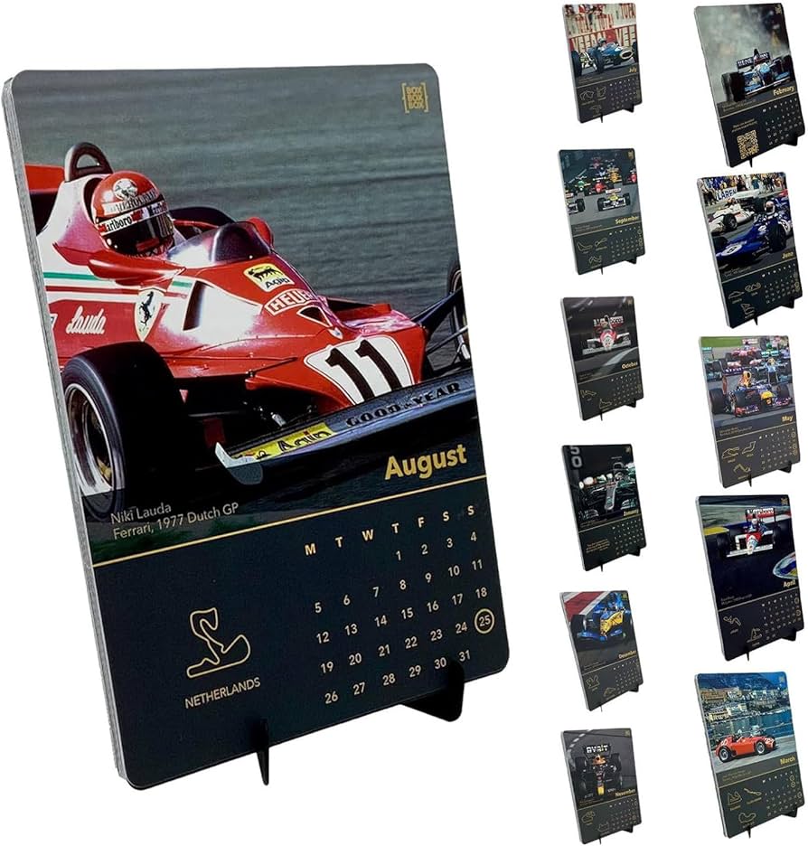 Formula 1 Desk Calendar 2024 | F1 Racing Car Desk Planner for Fans