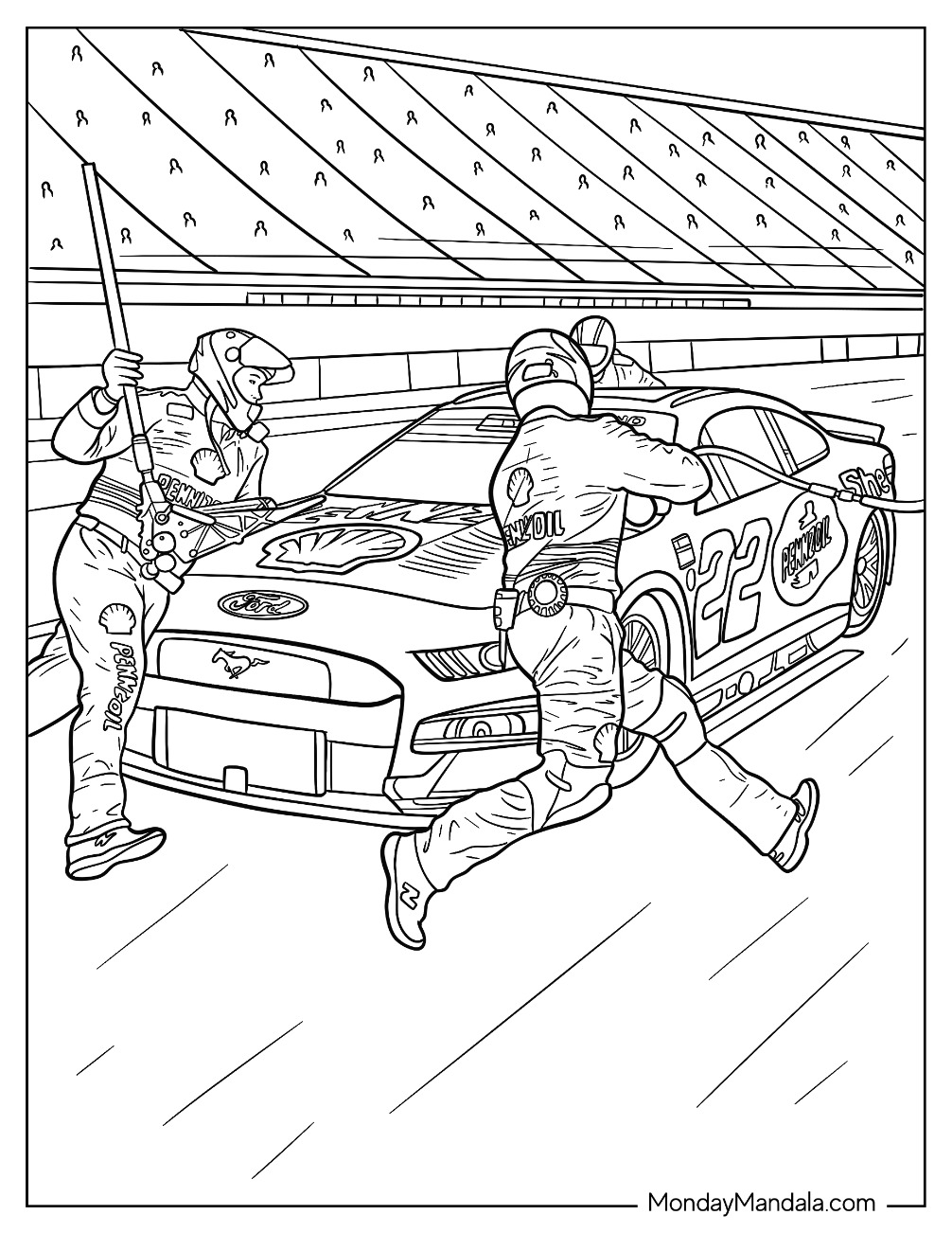 Download NASCAR Coloring Pages – Printable Sheets of Iconic Cars and Pit Crews