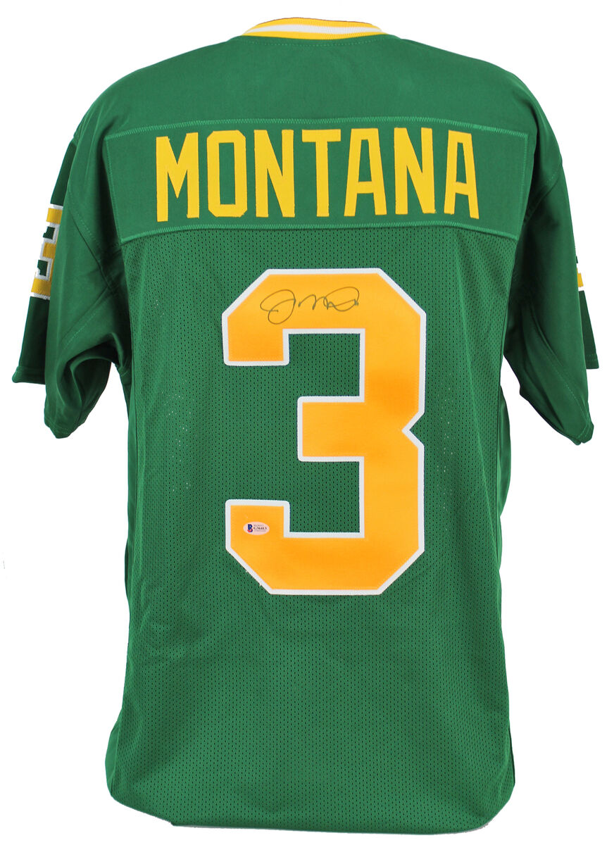 Joe Montana Notre Dame Green Jersey: Authentic Signed & Framed Collectible