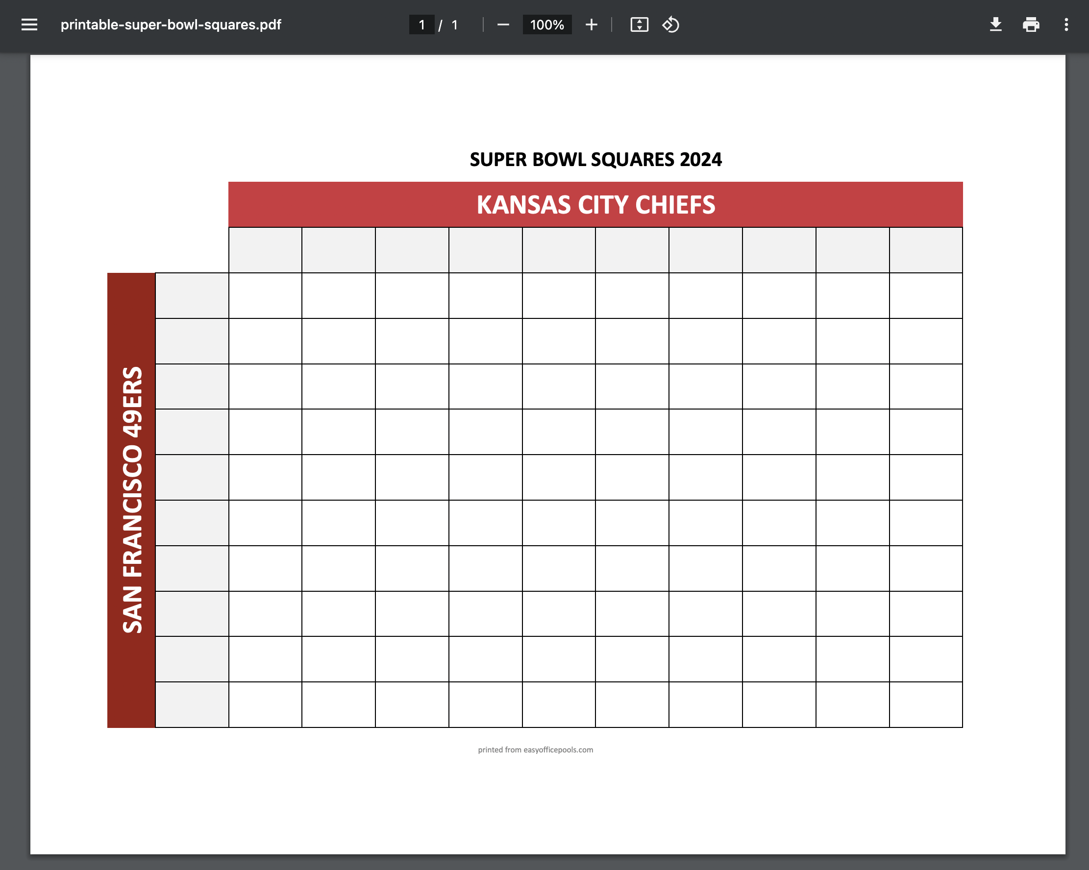Free Football Square Generator with Names for Super Bowl and NFL Pools