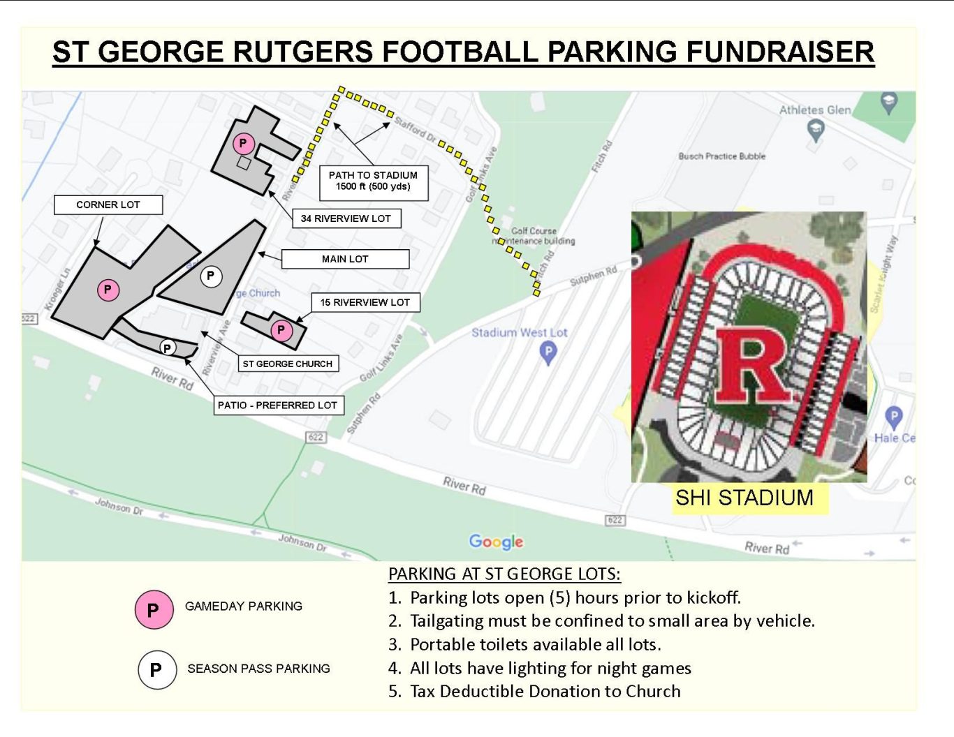 Rutgers Football स्टेडियम के पास पार्किंग कहां करें? पैदल दूरी के विकल्प